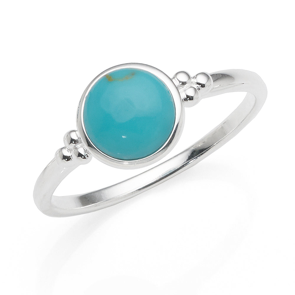 Sterling Silver Round Created Turquoise Ring