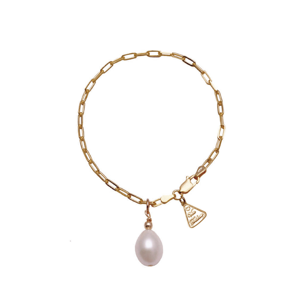 Von Treskow Gold Tone Oval Pearl Clip Chain Bracelet CKB03-Y