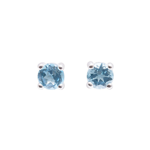 Von Treskow Sterling Silver 6mm Round Blue Topaz Studs BTE01