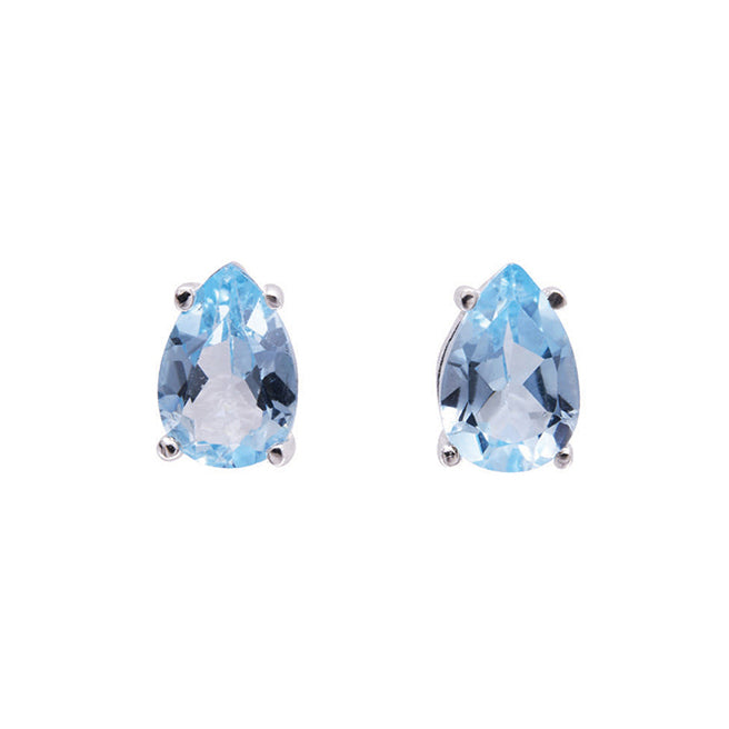 Von Treskow Sterling Silver Pear Shaped Blue Topaz Studs BTE