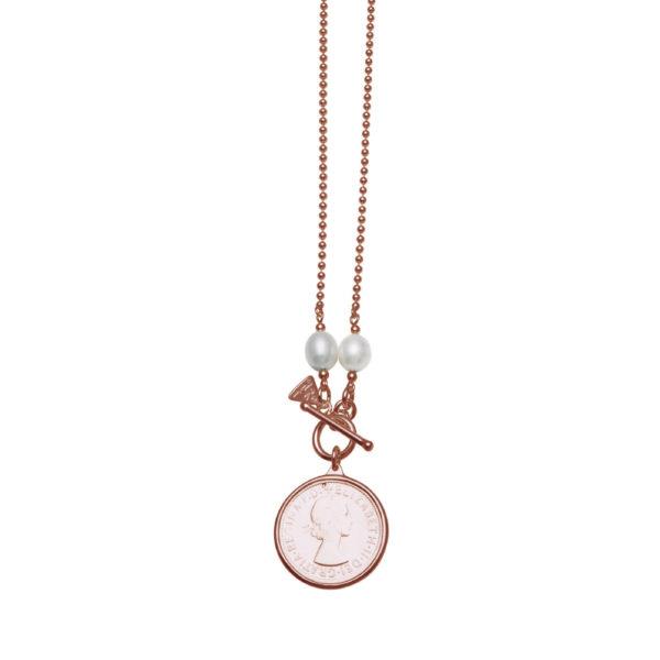 Von Treskow Rose-Tone 45cm Chain With Shilling Coin Charm CK