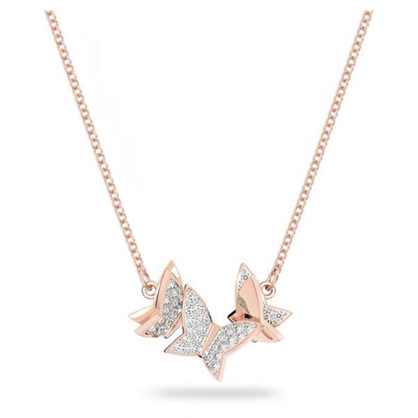 Swarovski 'Lilia' Rose Tone Butterfly White Crystal Necklet