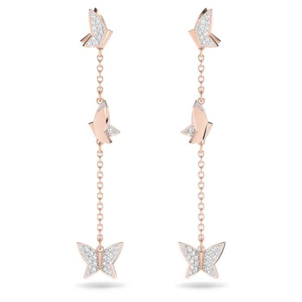 Swarovski 'Lilia' Butterfly Rose-Tone Crystal Drop Chain Stu