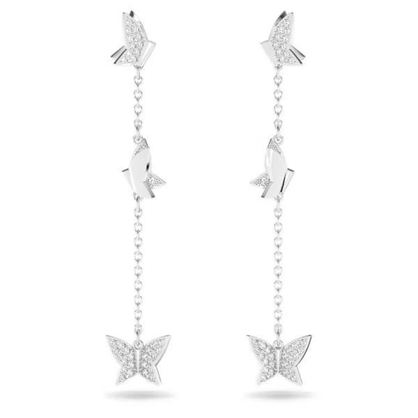 Swarovski 'Lilia' Butterfly Hanging Chain Drop Stud Earrings