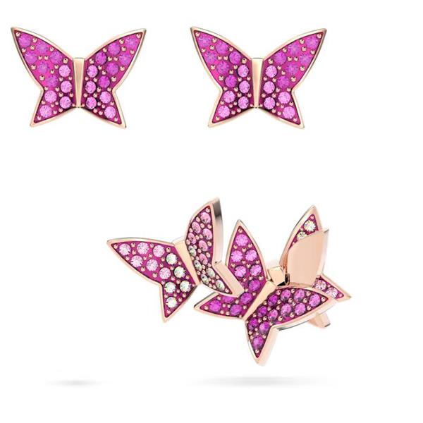 Swarovski 'Lilia' Butterfly Set of 3 Pink Crystal Studs 5636