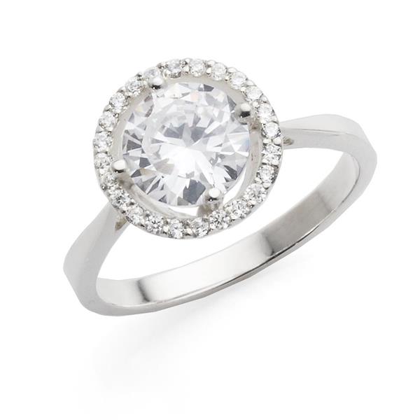 Sterling Silver Cubic Zirconia Halo Ring