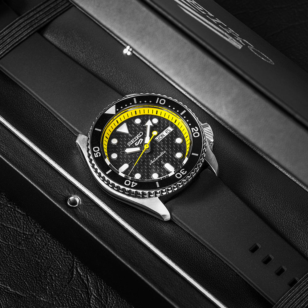 Seiko 5 Supercars Special Edition Yellow Automatic Watch SRP