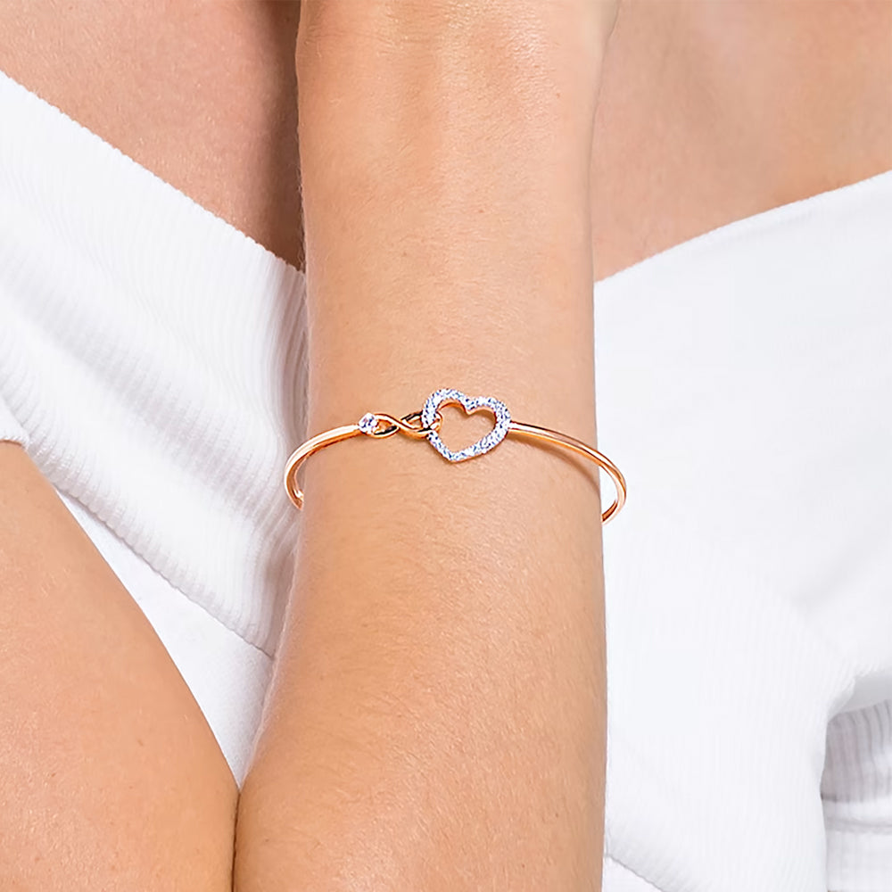 Swarovski 'Infinity' Rose Tone Heart Bangle 5518869