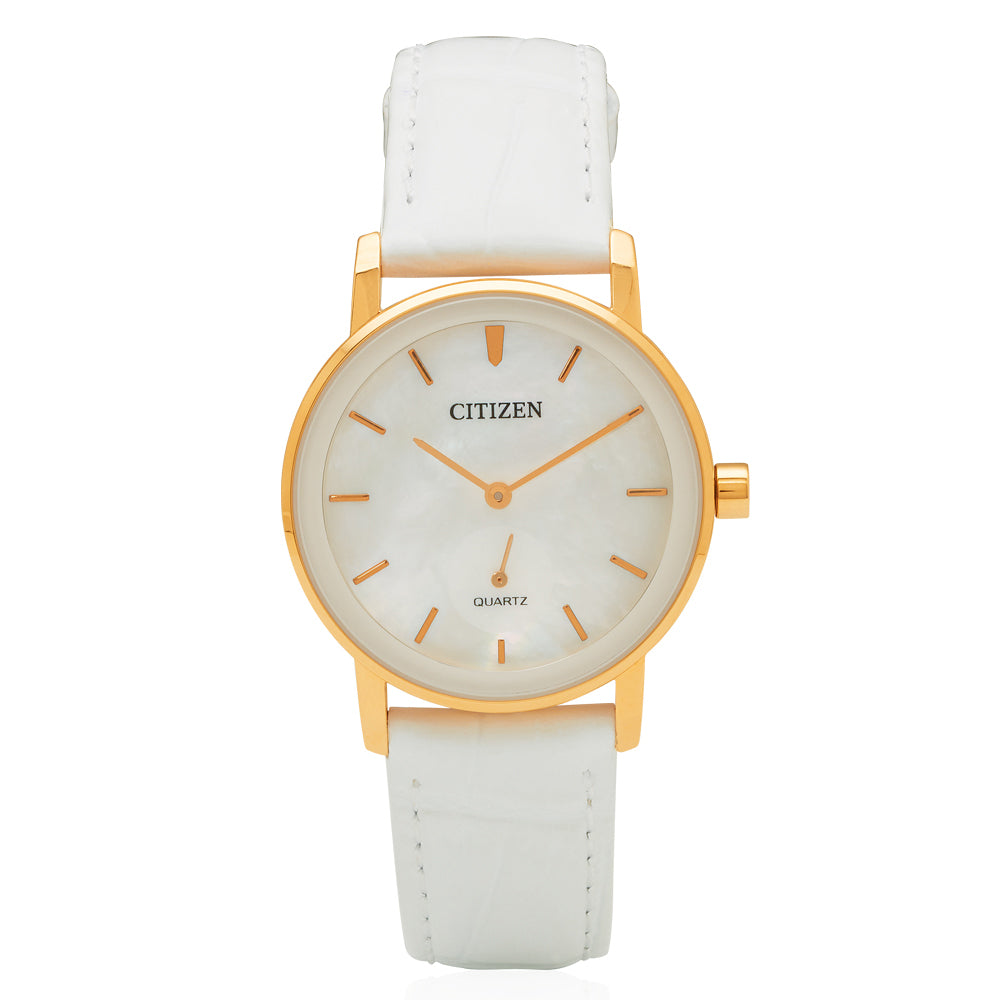 Citizen Gold-Tone White Strap Watch EQ9063-04DWHT