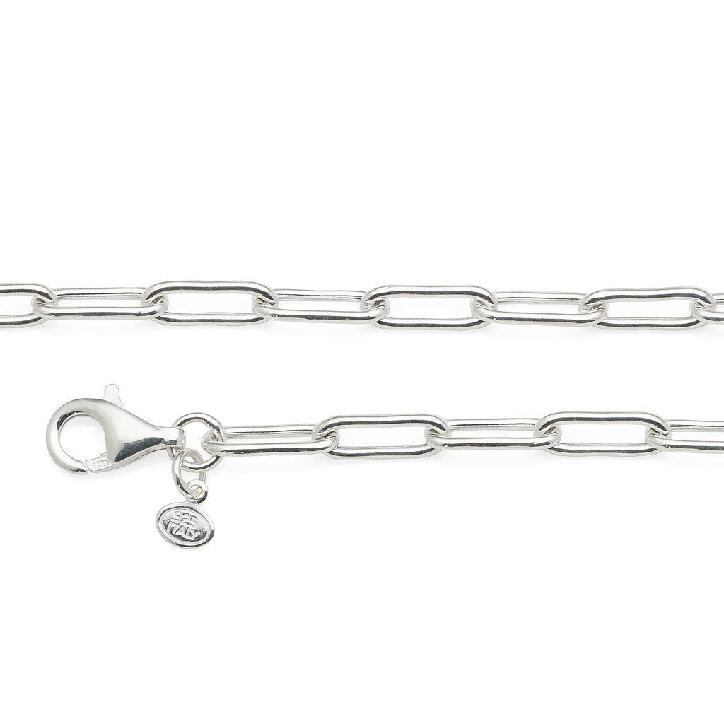 Sterling Silver 19cm Hollow Paperclip Bracelet