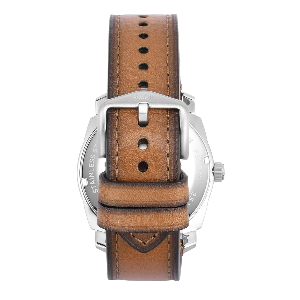 Fossil Machine Brown Leather Strap Blue Dial Watch FS5920