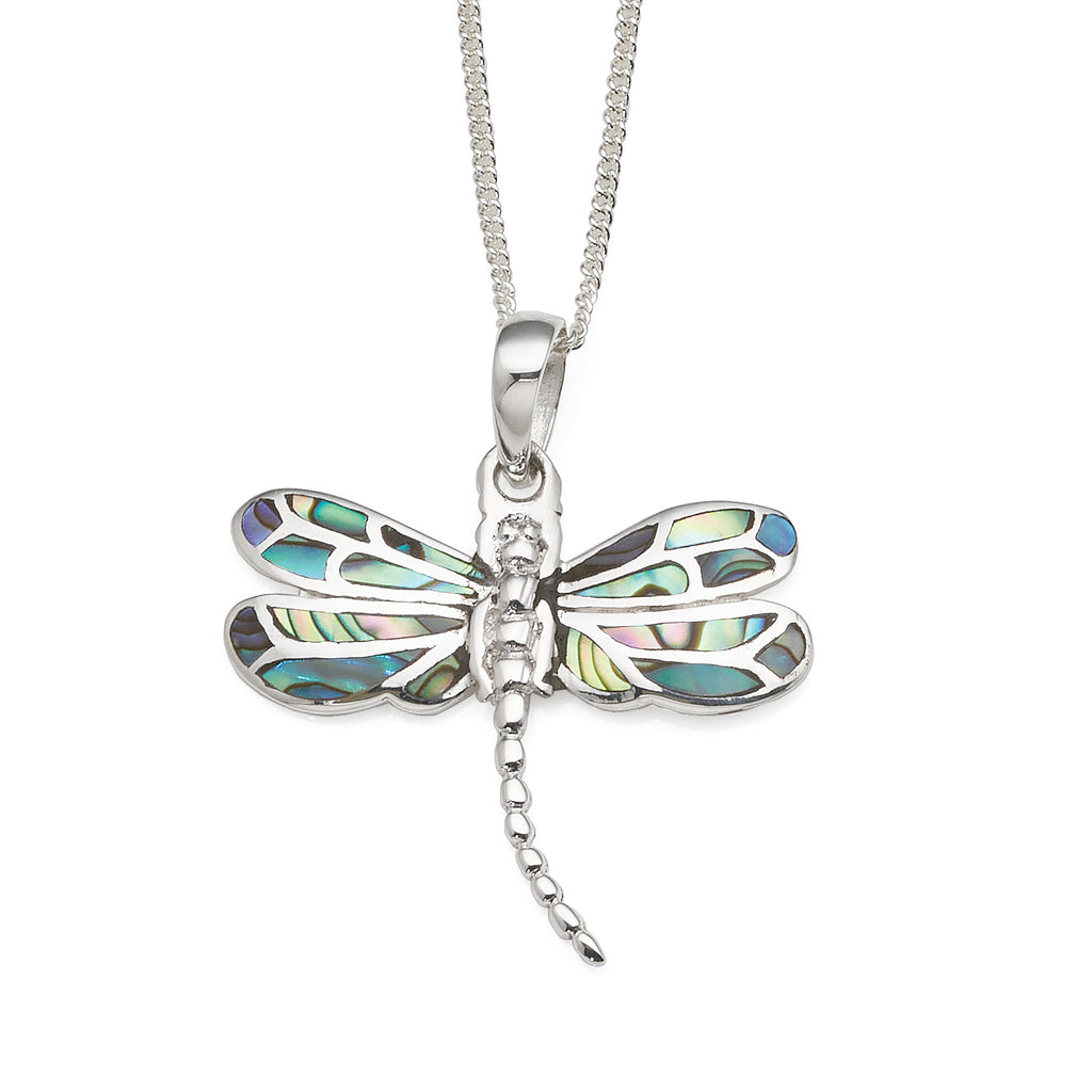 Sterling Silver Paua Shell 29mm Dragonfly Pendant