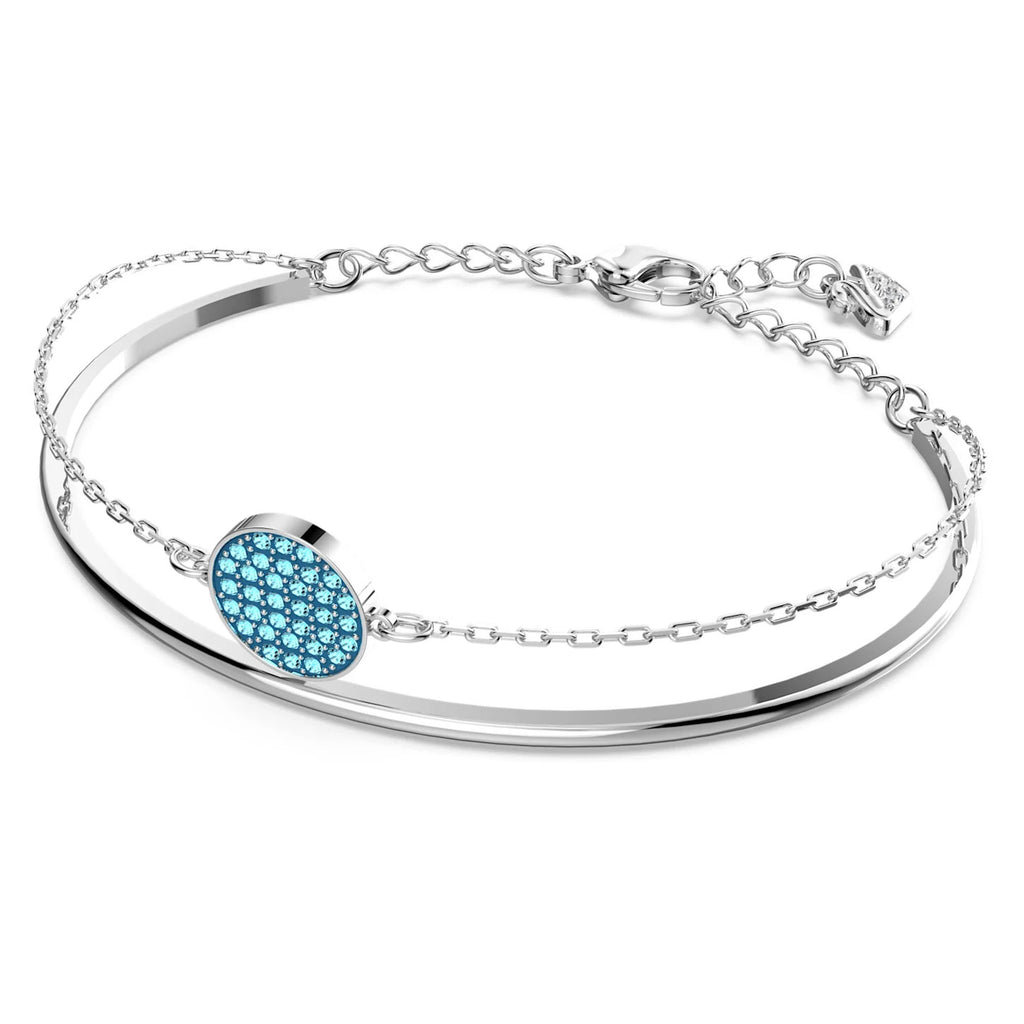 Swarovski 'Ginger' Aqua Crystal Rhodium Plated Double Bangle