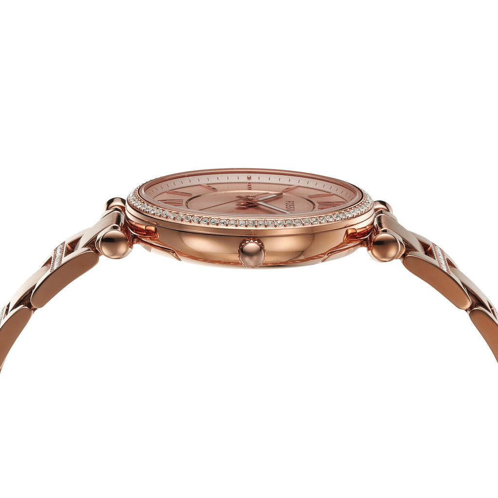 Fossil Carlie Rose-Tone Crystal Bezel Watch ES4301