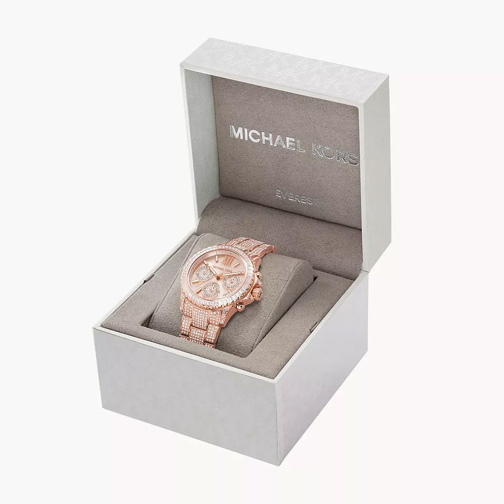 Michael Kors 'Everest' Chronograph Rose Tone Crystal Watch M