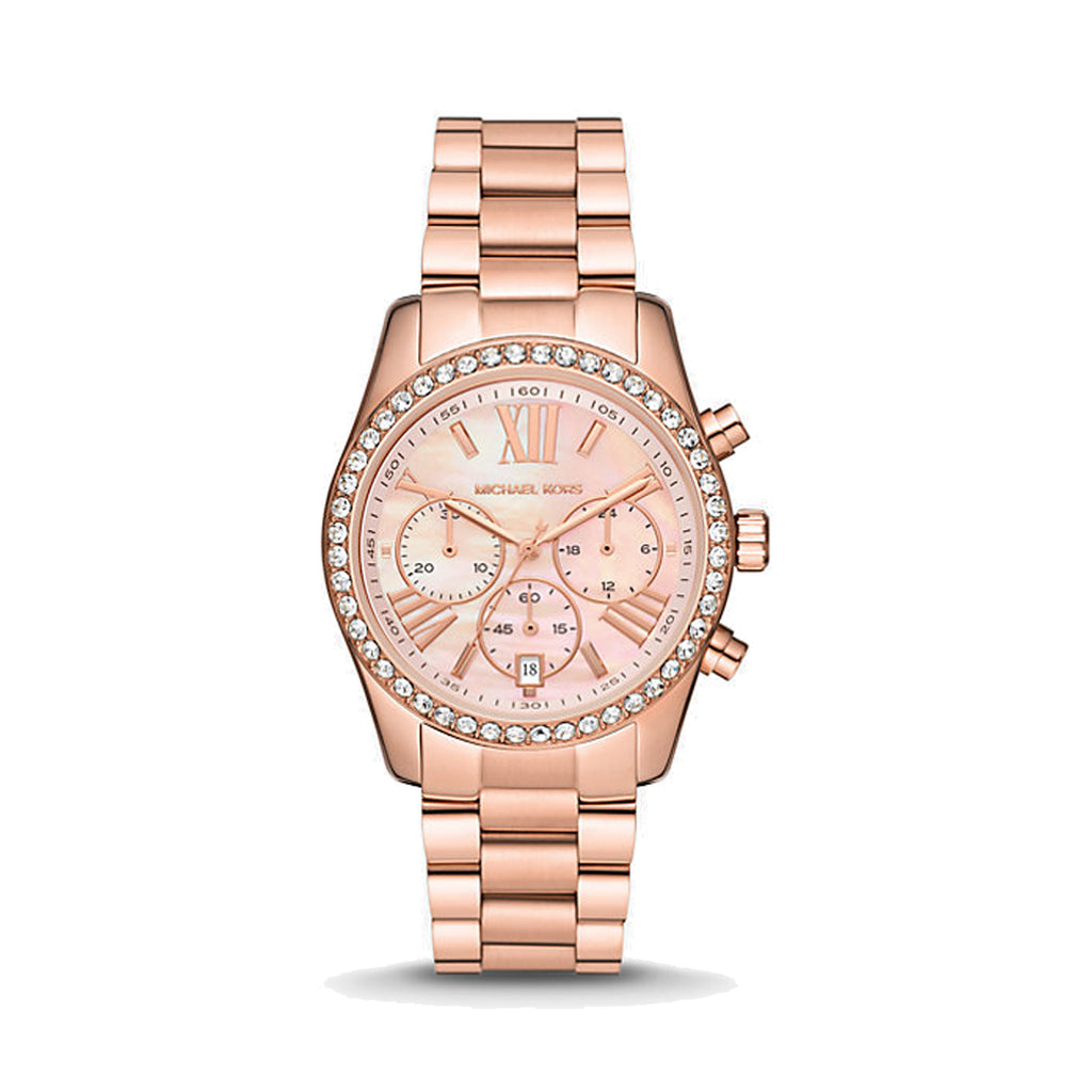 Michael Kors Lexington Rose-Tone Mother of Pearl Dial Watch