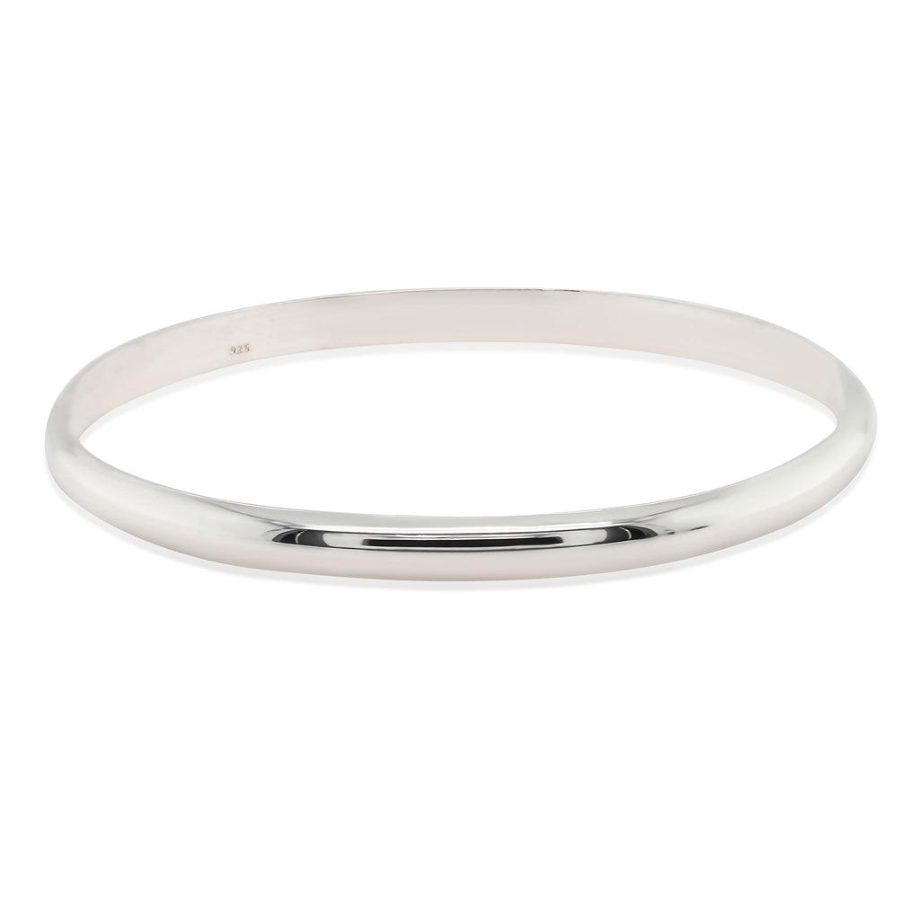 Sterling Silver Solid Half Round Bangle 60mm