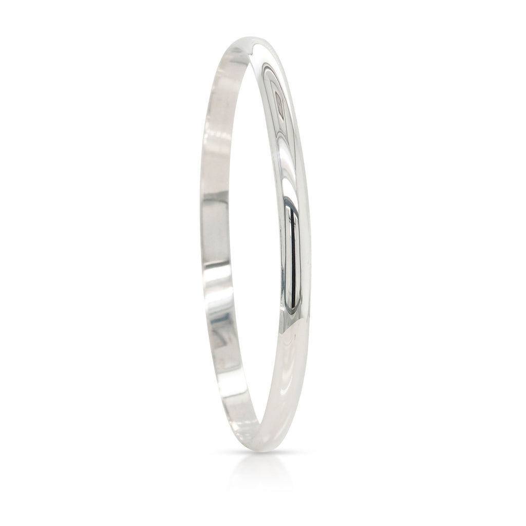 Sterling Silver Solid Half Round Bangle 60mm