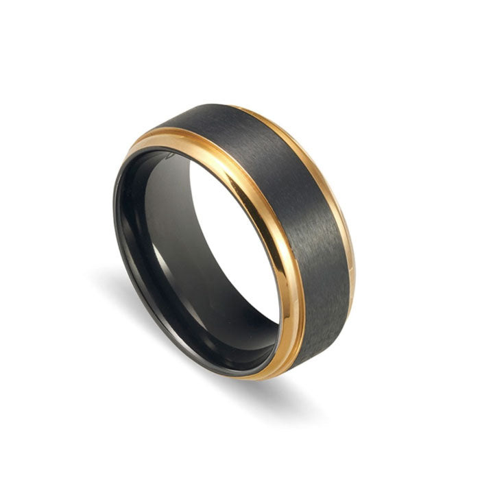 Blaze Zirconium Gold Edge Matte Black Ring