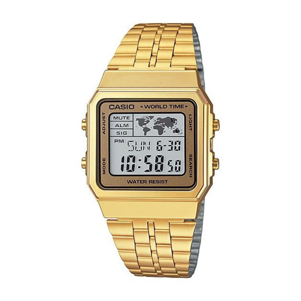 Casio Silver Retro World Time Digital Watch A500WGA-9DF