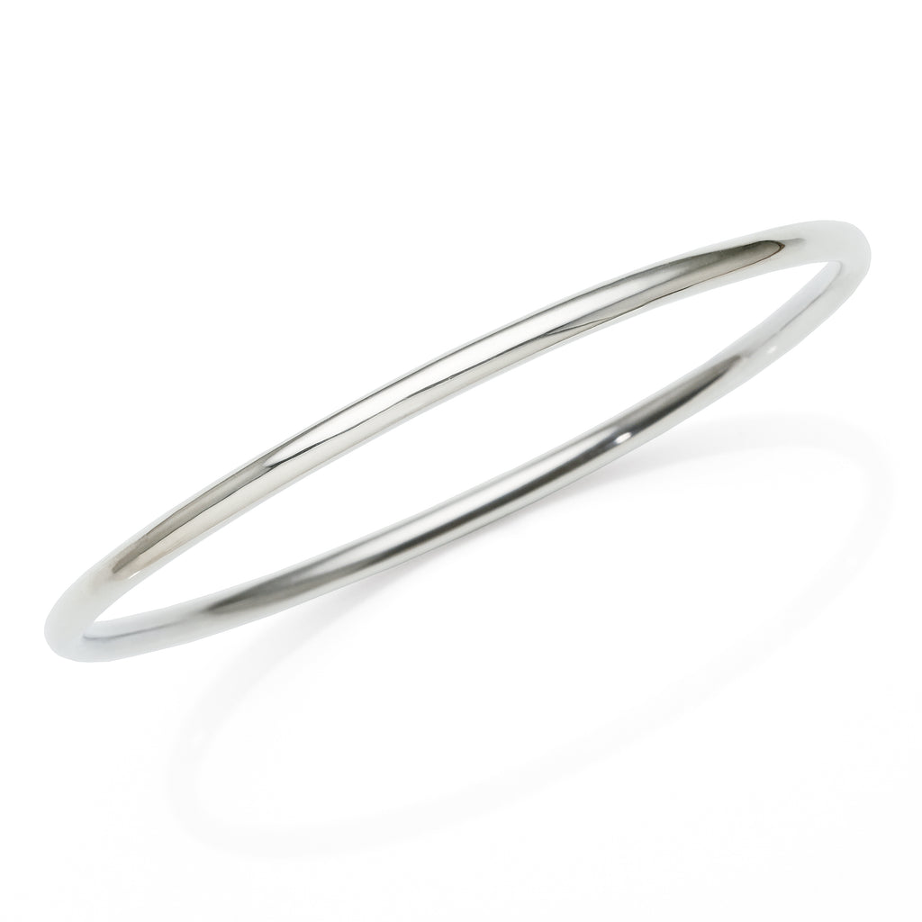 Sterling Silver 65mm Round 3mm Hollow Tube Bangle