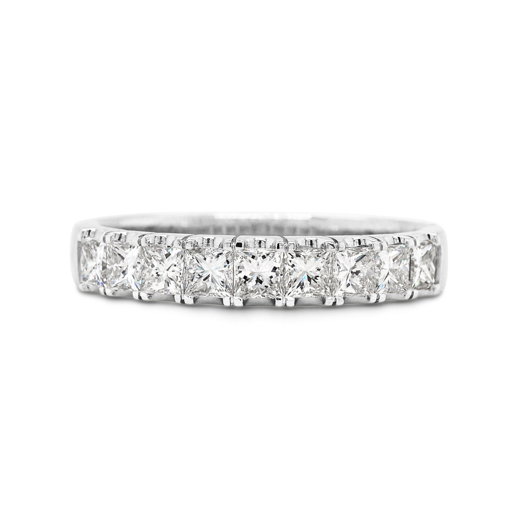 18ct White Gold Claw Set Princess Cut Diamond Band