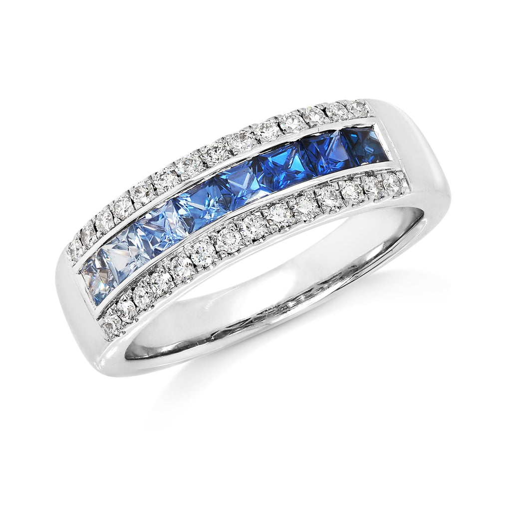 18ct White Gold Ceylon Sapphire & Diamond Ring TDW: 0.26CT