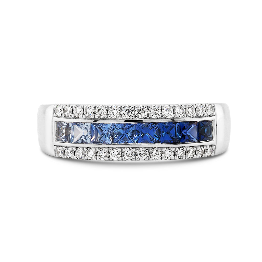 18ct White Gold Ceylon Sapphire & Diamond Ring TDW: 0.26CT