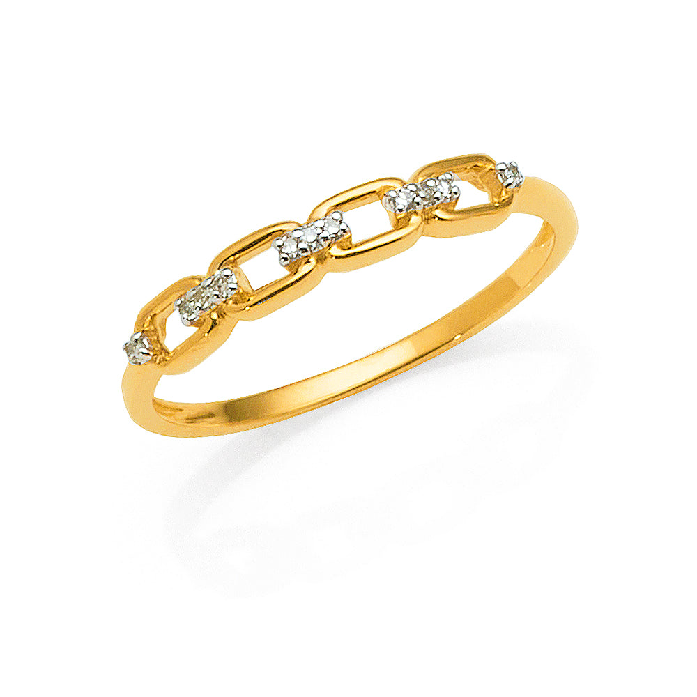 9ct Yellow Gold Diamond Open Oval Ring