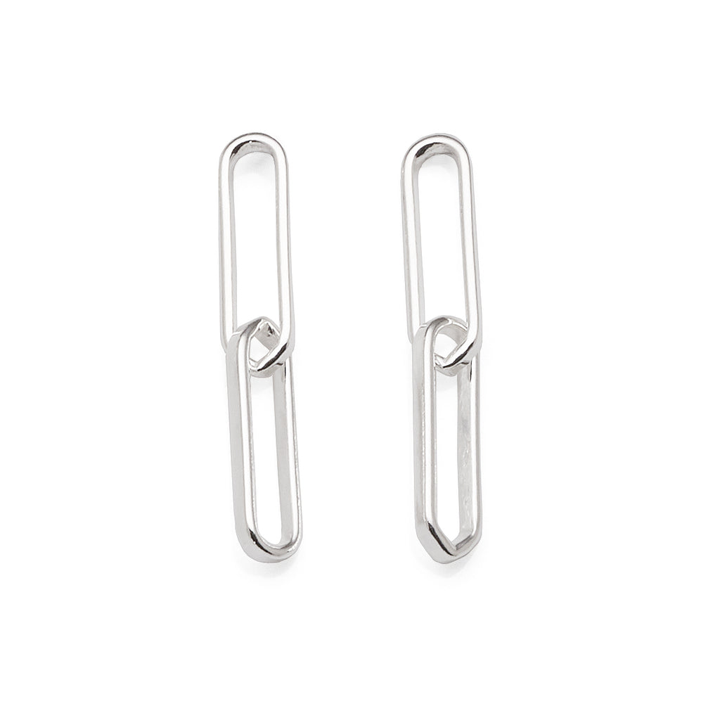 Sterling Silver Paper Clip Link Drop Studs