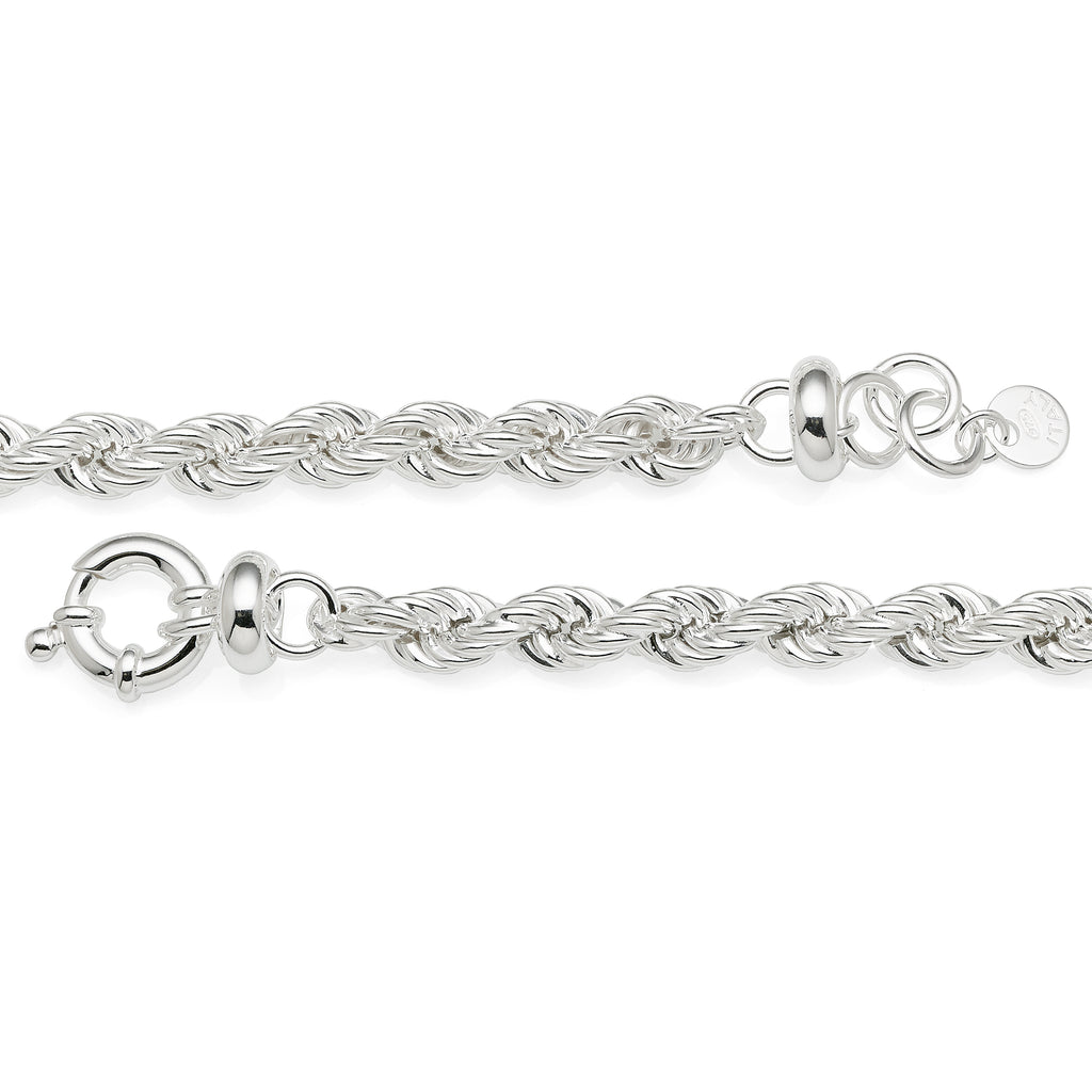 Sterling Silver Deluxe Bolt Ring Rope Bracelet