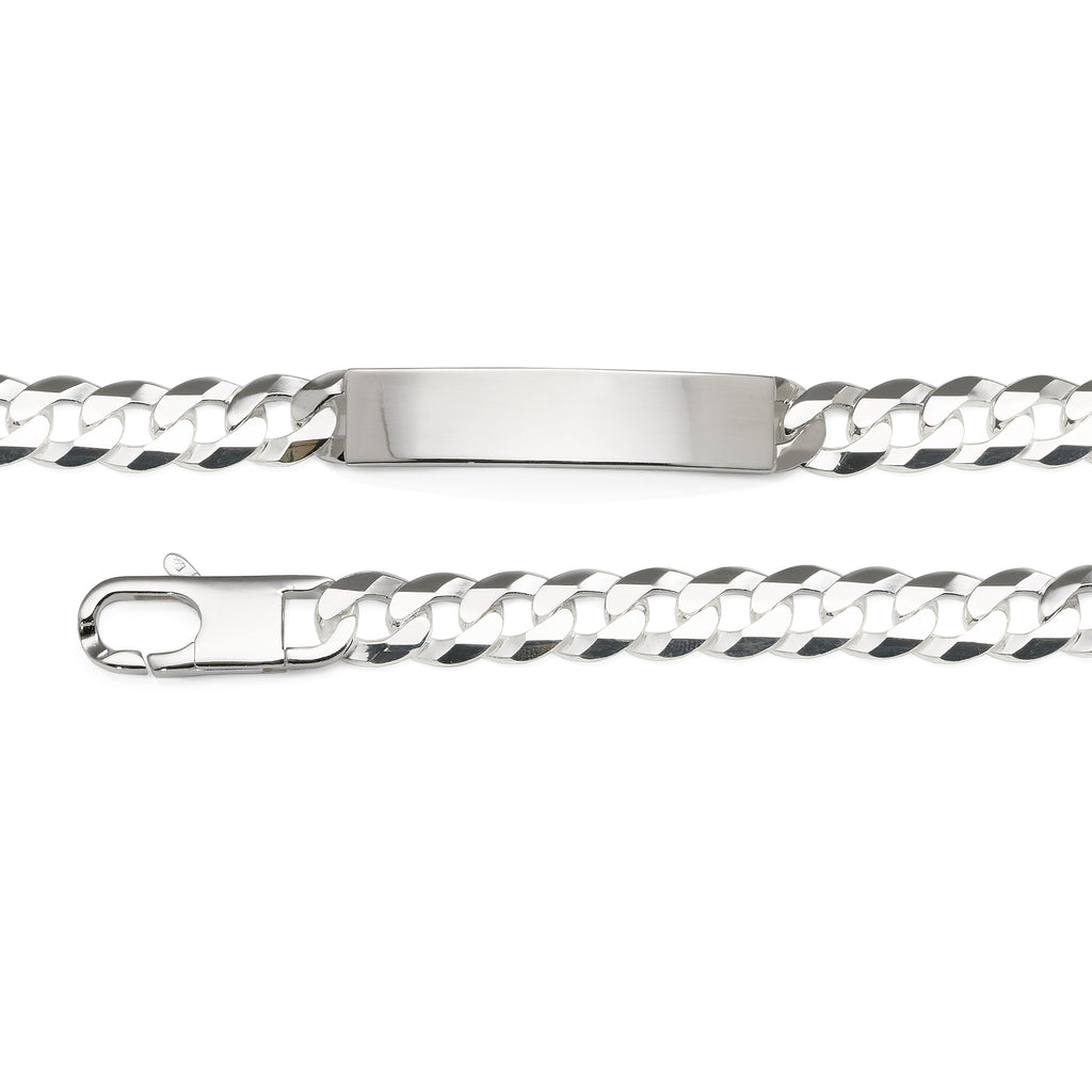 Sterling Silver Flat Curb ID Plate Bracelet