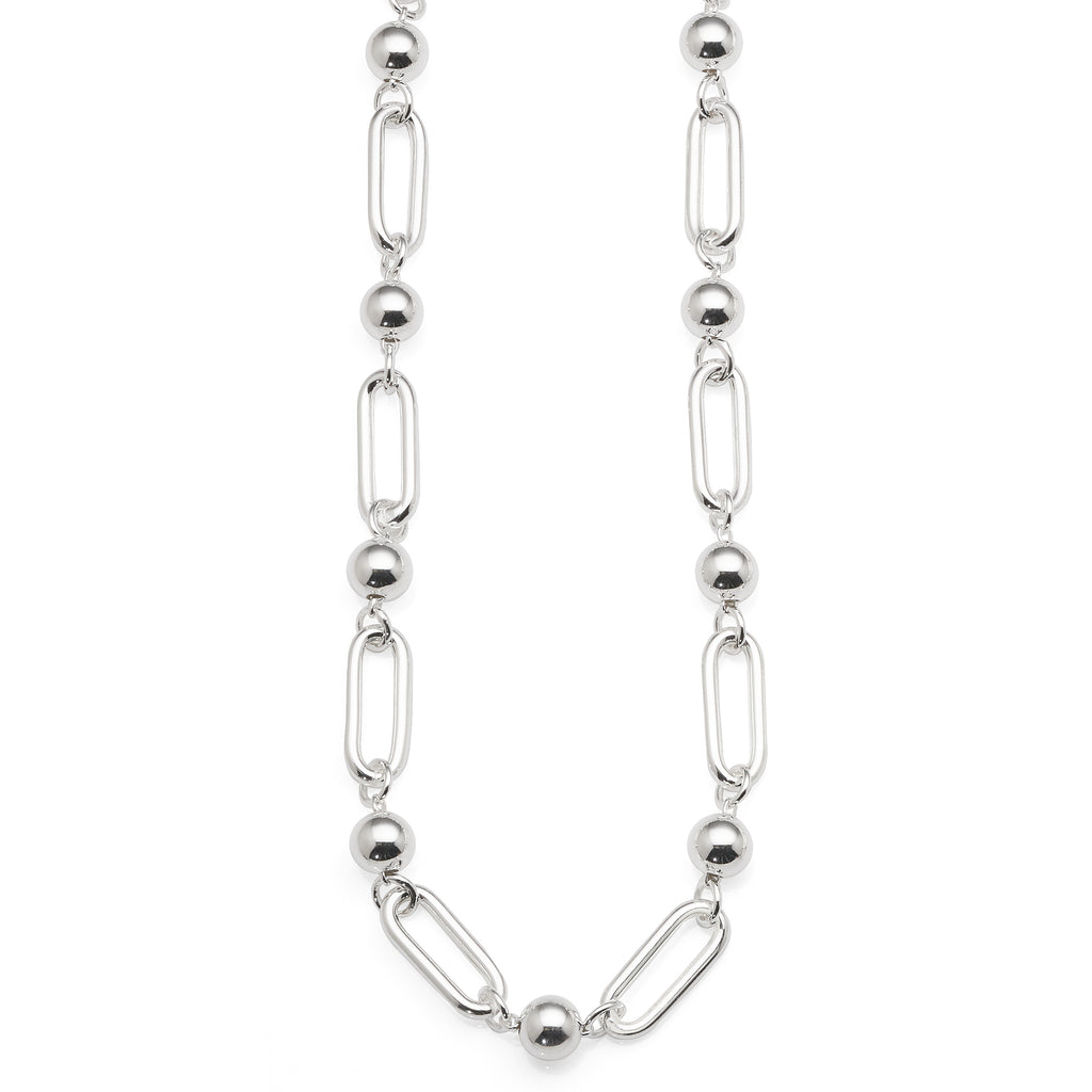Sterling Silver Alternating Elongated Oval & Ball Link Chain