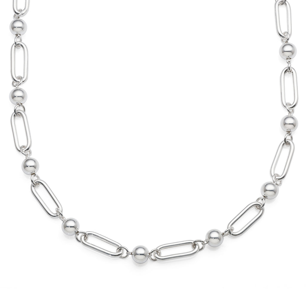 Sterling Silver Alternating Elongated Oval & Ball Link Chain