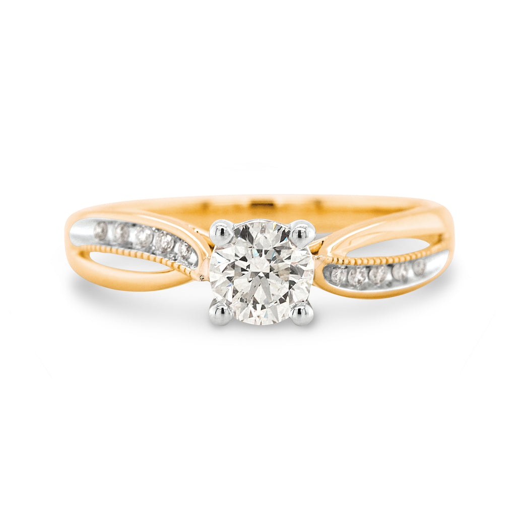 9ct Yellow Gold Brilliant Cut Diamond Engagement Ring TDW 0.