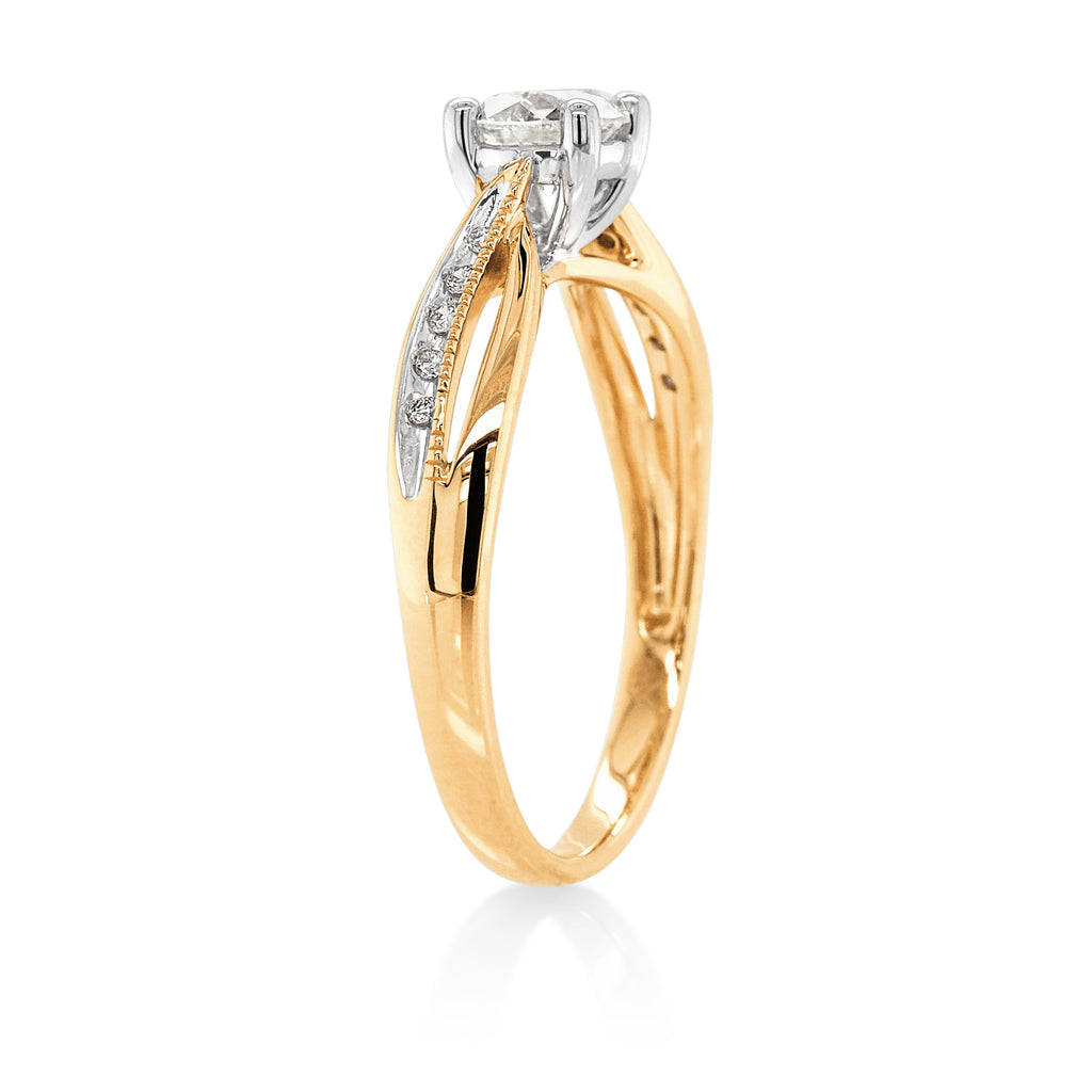 9ct Yellow Gold Brilliant Cut Diamond Engagement Ring TDW 0.