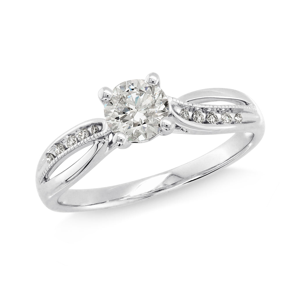 9ct White Gold Brilliant Cut Diamond Engagement Ring TDW 0.5