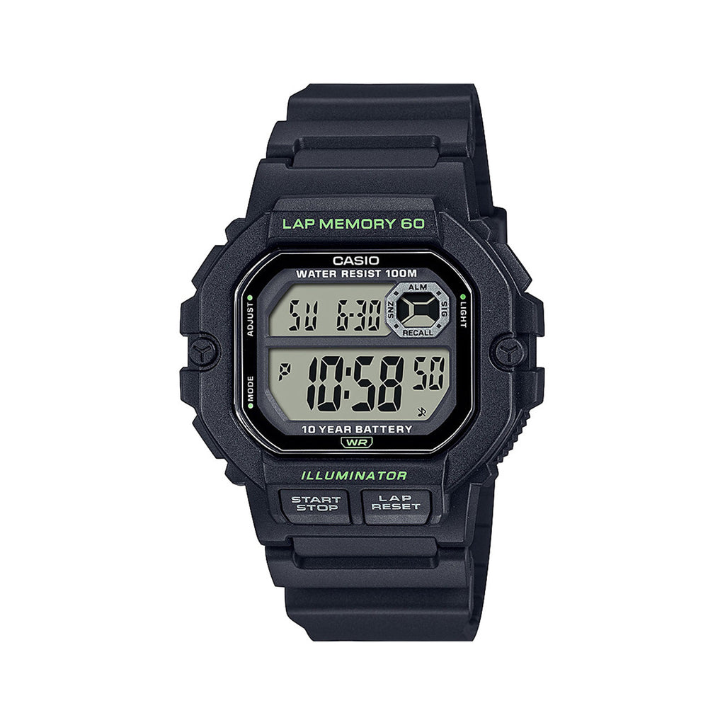 Casio Black Resin Lap Memory Digital Watch WS1400H-1A