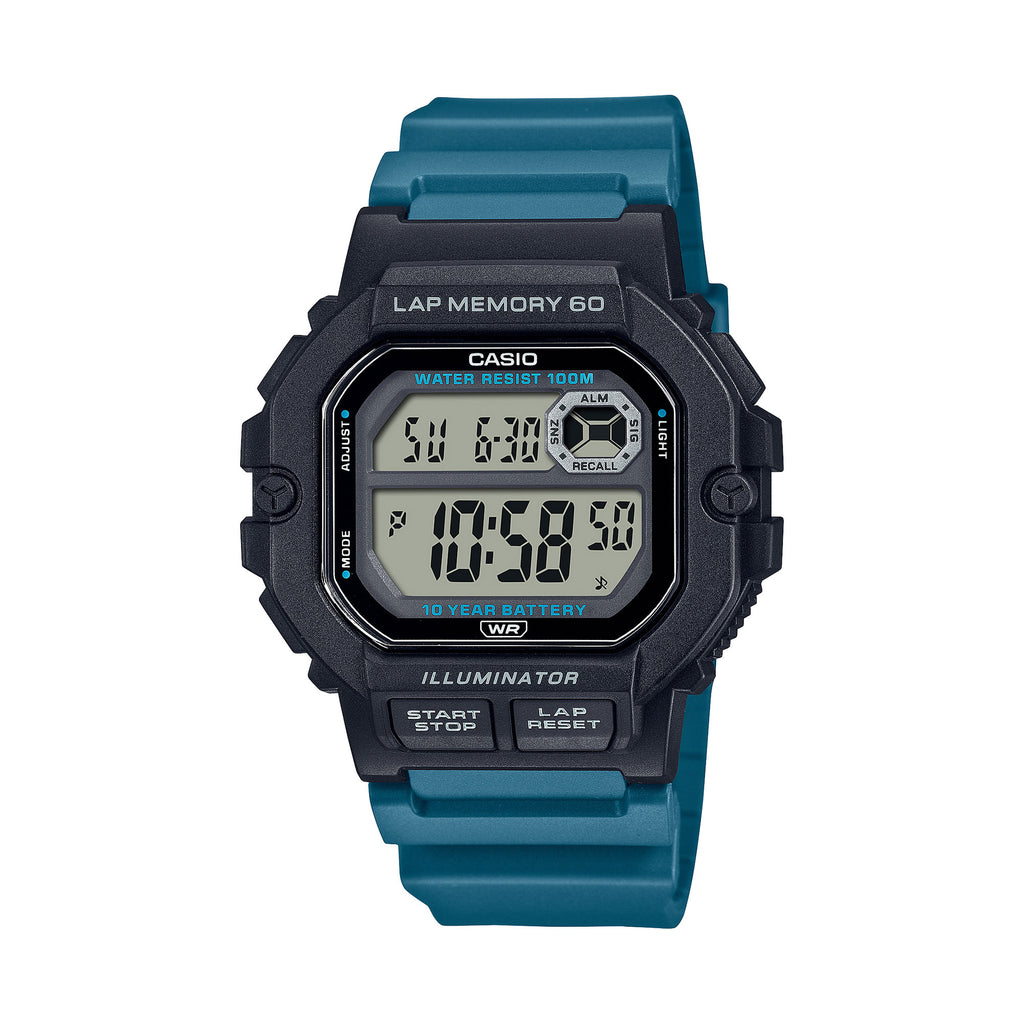 Casio Blue Resin Lap Memory Digital Watch WS1400H-3A
