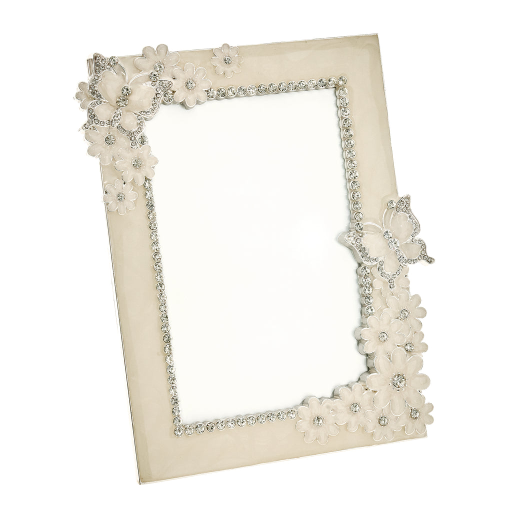 Crystal Butterfly & Flower Pearl Look Photo 4x6' Frame