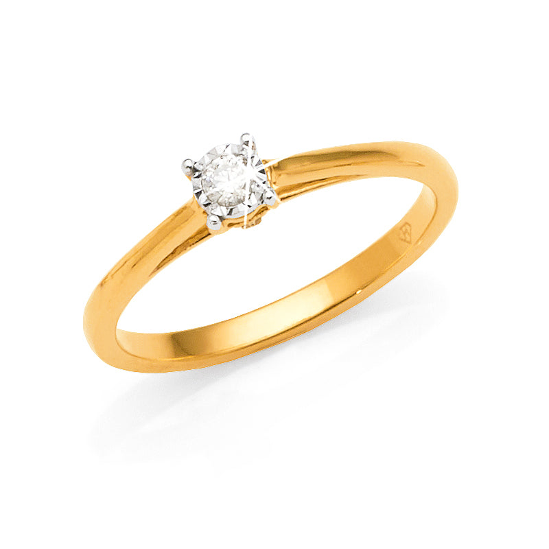 9ct Yellow Gold Illusion Set Diamond Set Solitaire Ring TDW