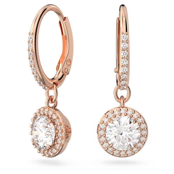 Swarovski Constella Crystal Rose Tone Oval Drop Hoop Earring