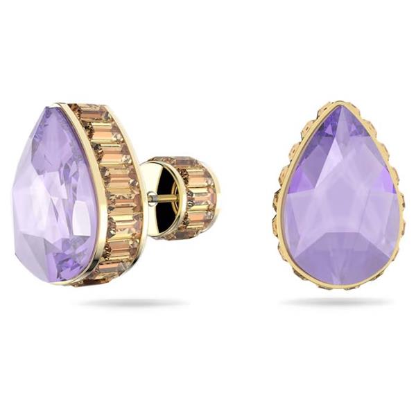 Swarovski Orbita Purple Pear Shaped Crystal Gold Tone Studs