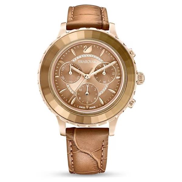 Swarovski Octea Lux Chrono Watch Leather Strap Gold-tone 563