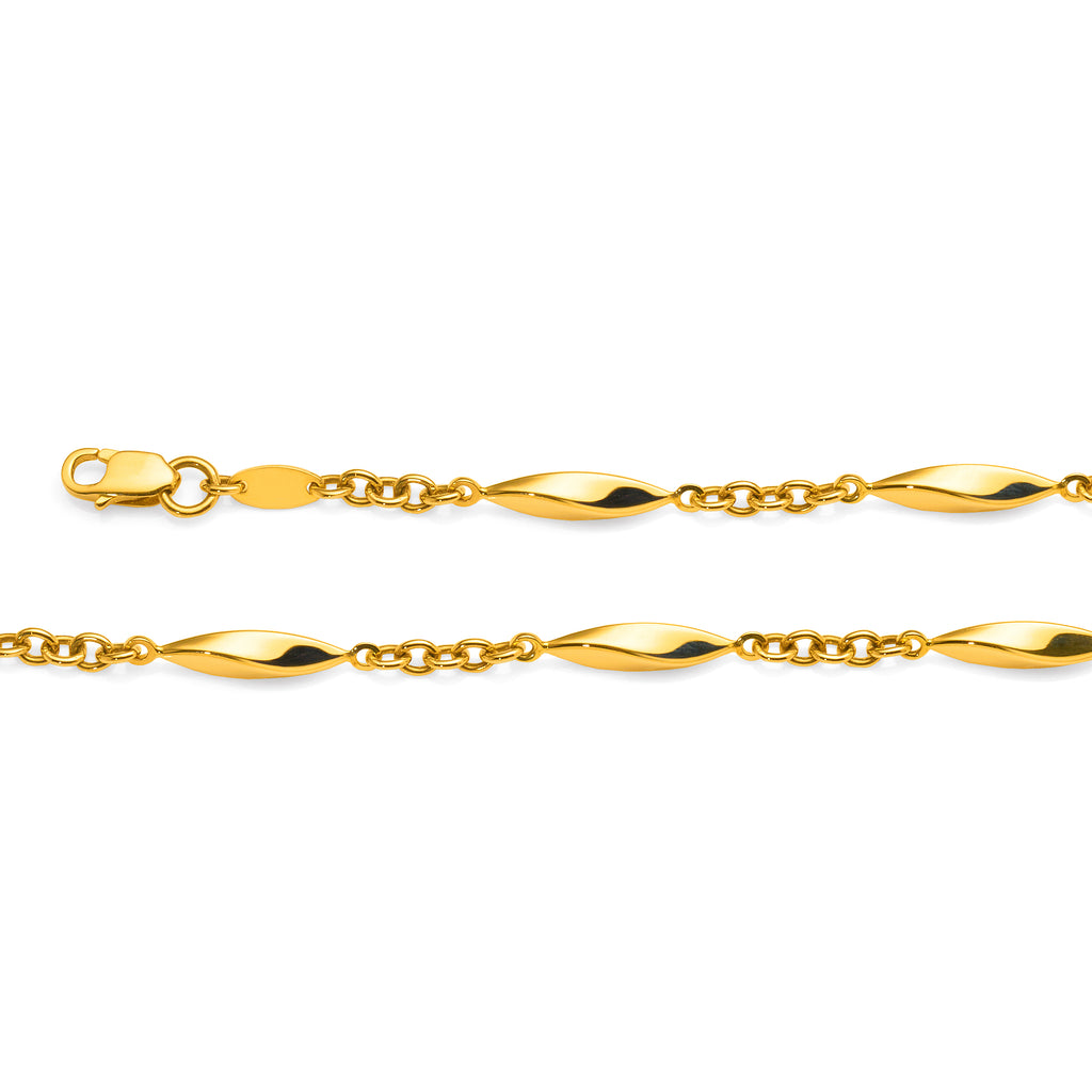 9ct Yellow Gold Puff Marquise Shaped Link Bracelet