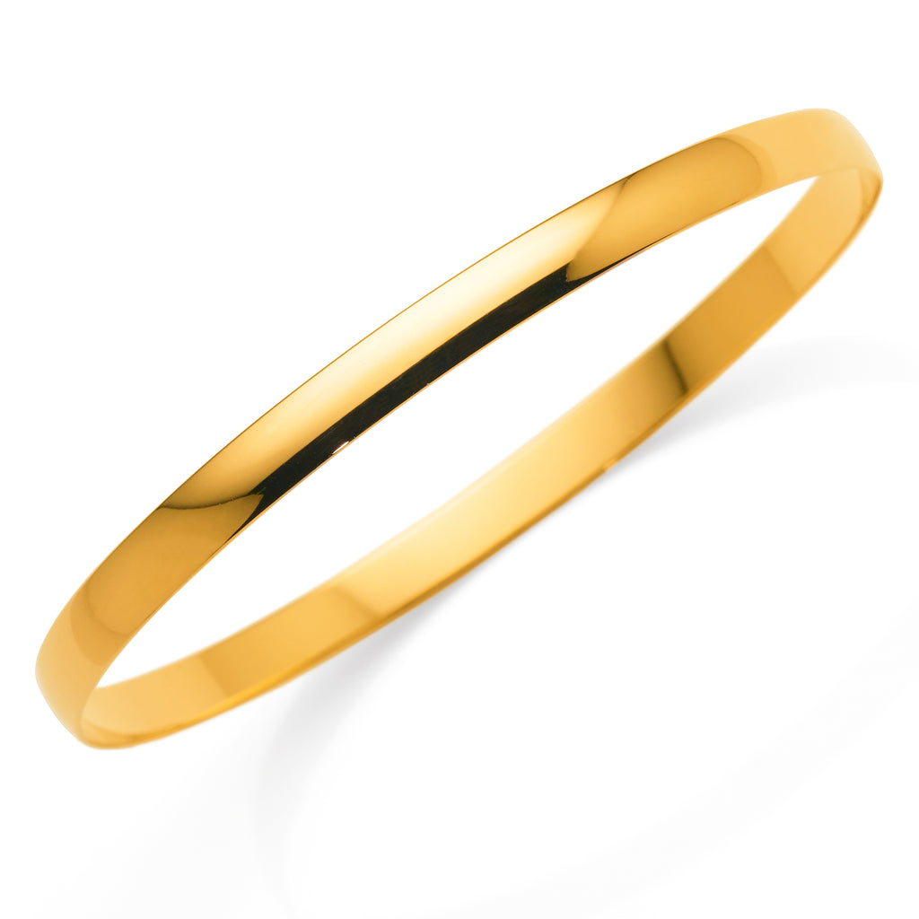 9ct Yellow Gold Solid 65mm Flat Bangle