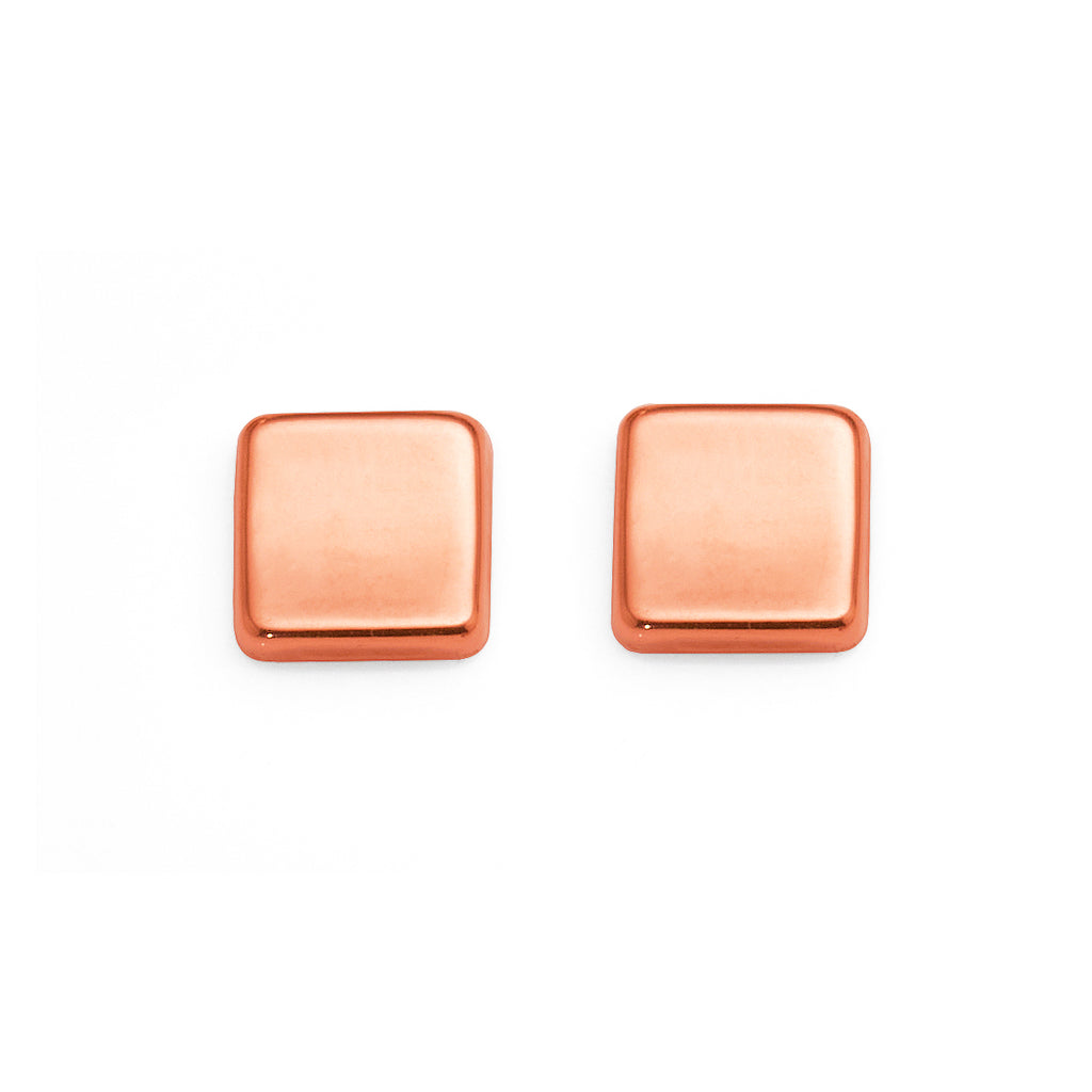 9ct Rose Gold Square Concave Stud Earrings