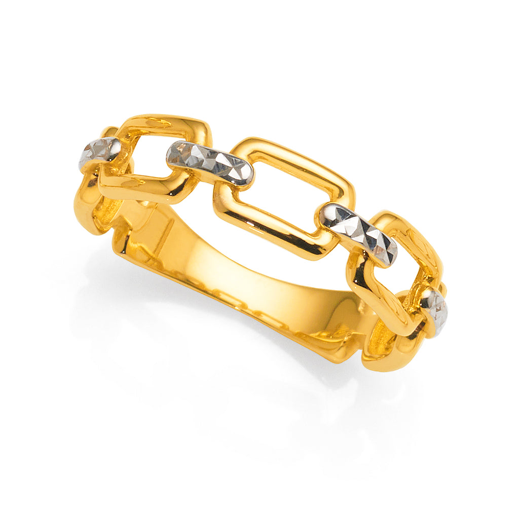 9ct Yellow Gold Oval Chain Link Ring