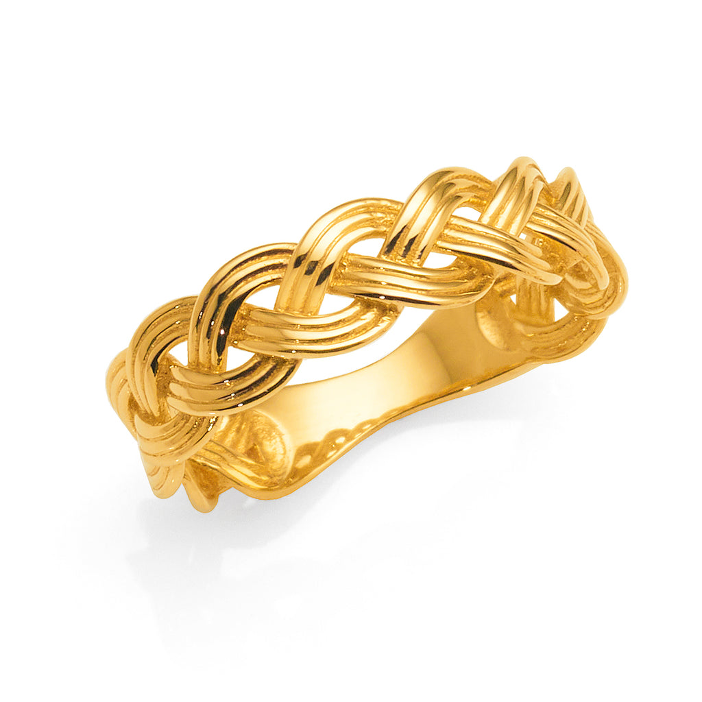 9ct Yellow Gold 3 Strand Plaited Ring