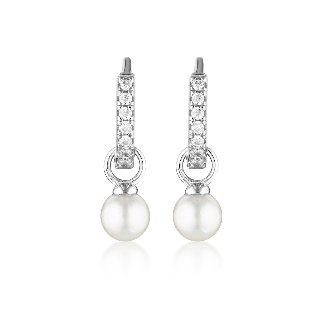 Georgini 'Baby Pearl' Sterling Silver Cubic Zirconia Hoops E